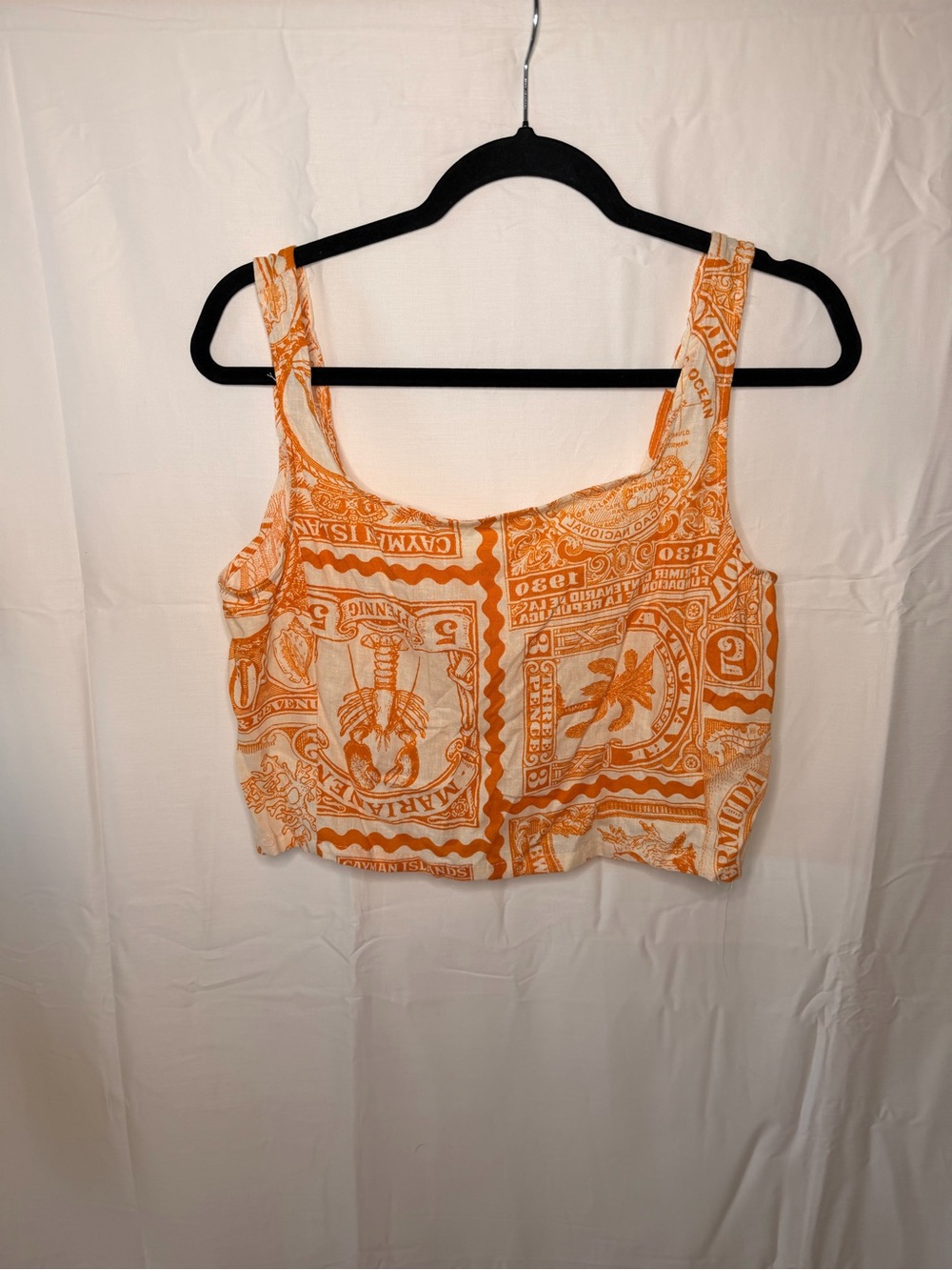 Nicole Miller Orange Printed Crop Tank Top